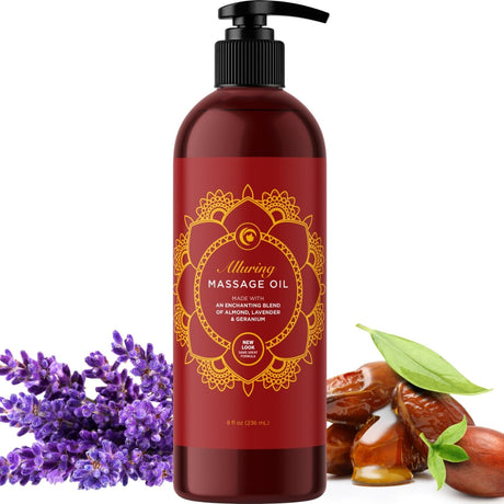 Aromatherapy Sensual Massage Oil for Couples - Lavender Massage Oils for Massage Therapy with Jojoba Oil and Sweet Almond Oil for Skin Care - Relaxing Aromatherapy Oil Infused with Pure Natural Oils.