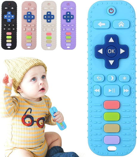 TKLake Baby Teething Toys,Baby Remote Control Teething Toy for 0-6 Months Baby Teether Relief Remote Control Baby Toys for Infant Toddlers Boys Girls(Black).