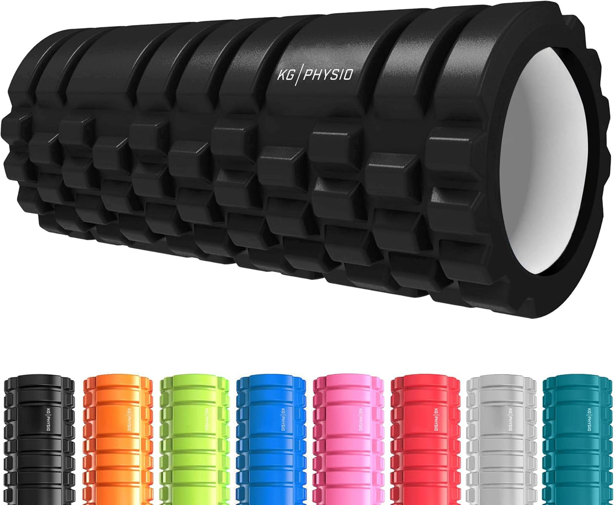 Foam Roller and Massage Roller by KG Physio - Massage Roller for Legs, Back and Arms - Ultra Lightweight Core Muscle Roller Essential to Release Deep Tension - 13"x5" Long Foam Roller.