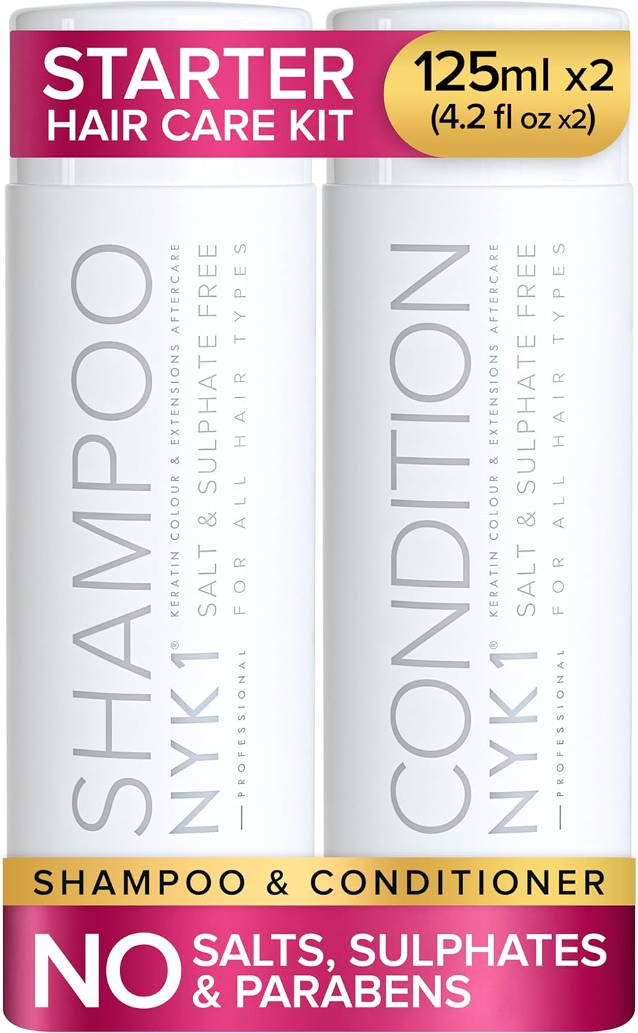 NYK1 Sulphate Free Hair Shampoo And Conditioner Sets (500ml x2) Sulfate Free Shampoos And Conditioners for Extensions, Colour and Keratin Treatment - Sulfate Free Shampoo and Sulphate Free Conditioner.