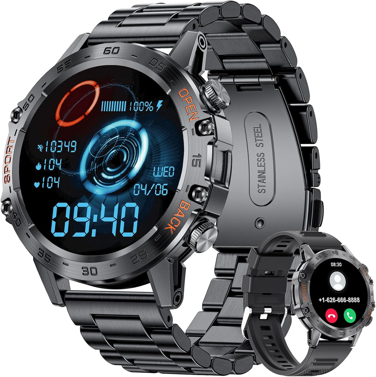 Military Smart Watch for Men, Smart Watches with Bluetooth Voice Call Compatible Android iOS Phone, Smartwatch with Heart Rate SpO2 Pressure Sleep Monitor, IP67 Waterproof Tactical Fitness Watch.