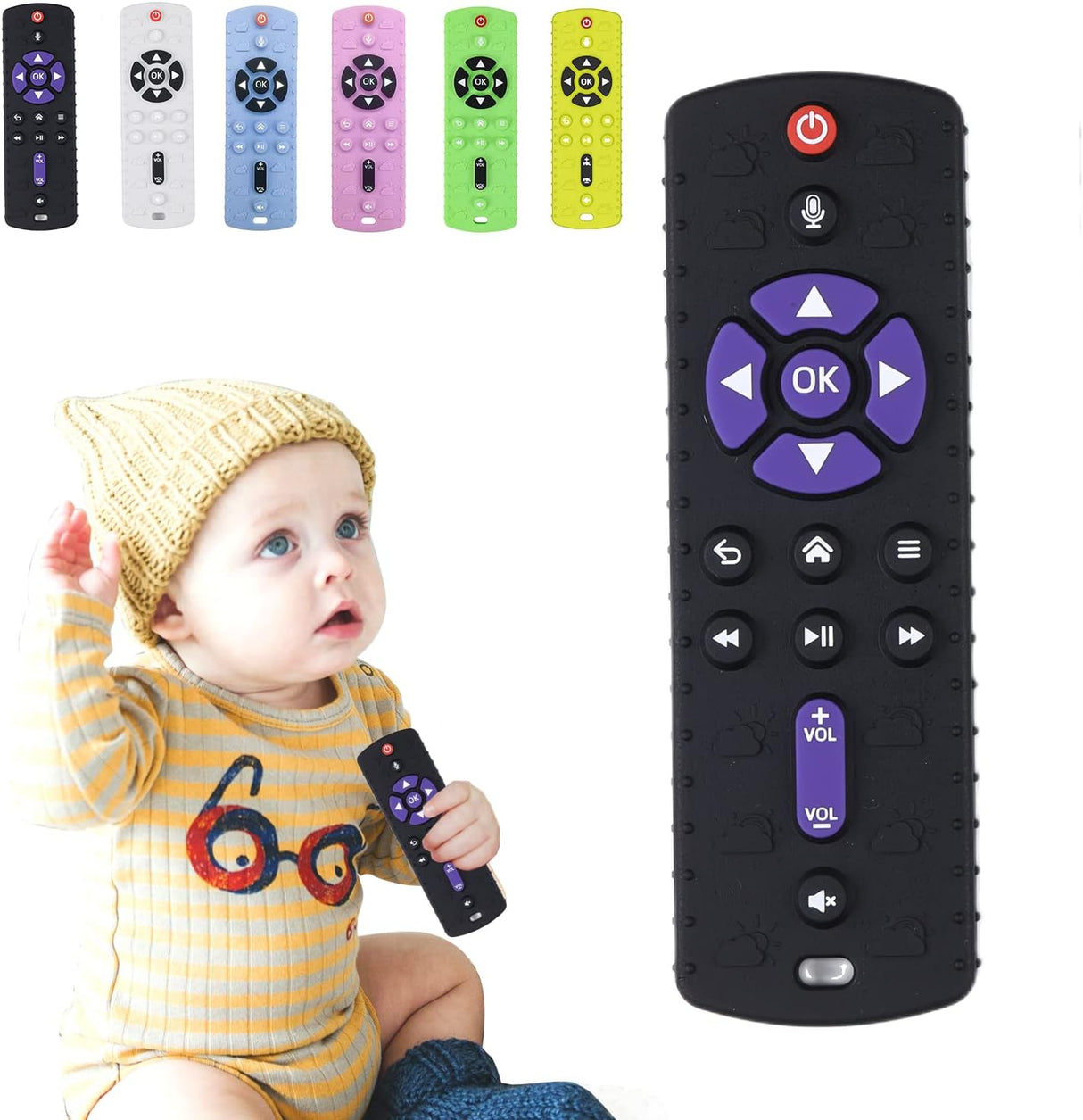 TKLake Baby Teething Toys,Baby Remote Control Teething Toy for 0-6 Months Baby Teether Relief Remote Control Baby Toys for Infant Toddlers Boys Girls(Black).