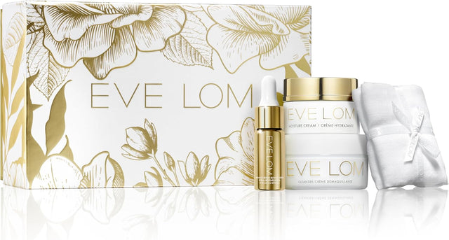 EVE LOM Radiant Renewal Ritual Set | includes 50ml Cleanser, Muslin Cleansing Cloth, 9.5ml Radiance Repair Retinol Serum, 30ml Moisture Cream, 4 piece holiday, Multicolor.