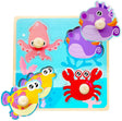 Yeefunjoy Wooden Toddler Puzzles, Peg Puzzles Toys, Wooden Jigsaw Puzzles with Handles, Infant Kids Montessori Puzzles Educational Learning Toys for 3+ Year Old Toddler Birthday Gifts (Marine animals).