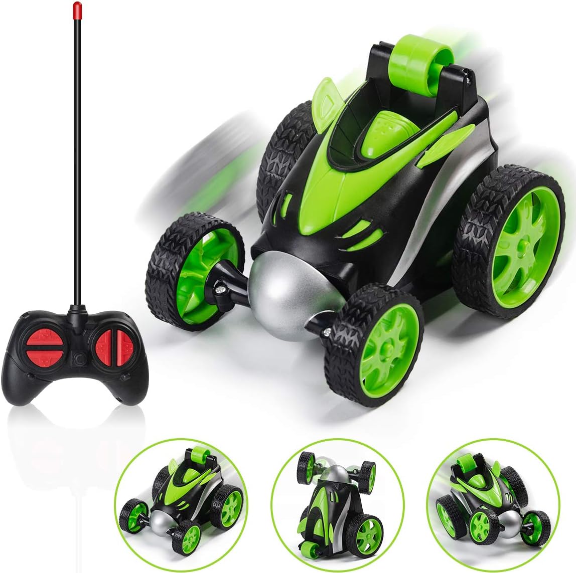 Highttoy Remote Control Car Toy for Boys, RC Stunt Car 360° Spins & Flips Remote Control RC Toys for Boys Girls Birthday Gifts 1:24 Scale RC Car Toy for Kids Green.