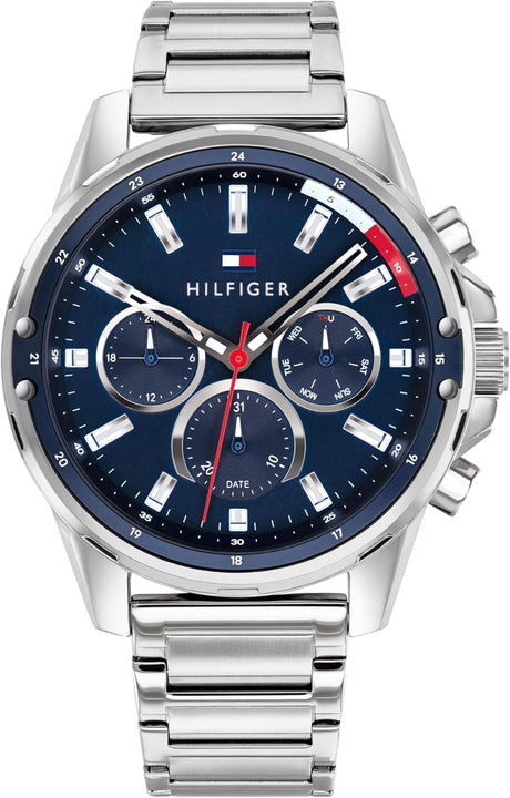 Tommy Hilfiger Analogue Multifunction Quartz Watch for men with Stainless Steel bracelet.