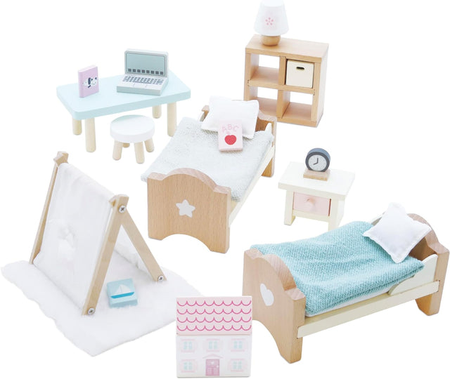 Le Toy Van - Wooden Doll House Daisylane Children's Bedroom Play Set For Dolls Houses | Dolls House Furniture Sets - Suitable For Ages 3+.