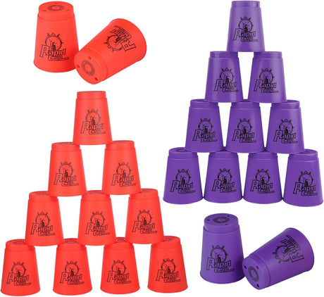 yeesport Sport Stacking Cups, 24pcs Sports Stacking Cups Speed Training Game for Challenge Competition Travel Party Gift for Kids and Adults (Red & Purple).