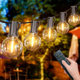 Yuusei String Lights Remote Controlled, 150FT/45M Festoon Lights Outdoor Waterproof IP45, 75+2 Shatterproof G40 Bulbs, 2500K Warm White for Garden, Yard, Wedding, Patio, Terrace, Party