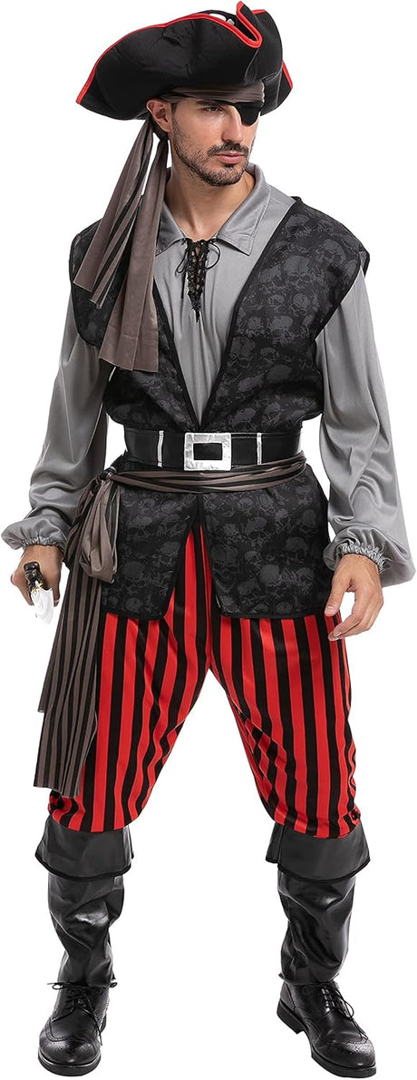 Spooktacular Creations Adult Men Pirate Costume for Halloween, Costume Party, Trick or Treating, Cosplay Party.