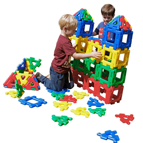 Giant Polydron - Early Years Educational Large Outdoor Interlocking Construction Building Blocks Toy- Class Set - 80 Pieces - 2 Years +.