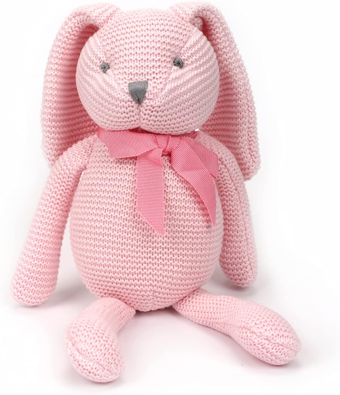 FLUFFYFUN Organic Cotton Bunny Teddy for Baby 7.1", Easter Bunny Soft Toys Rabbit Plush (pink).