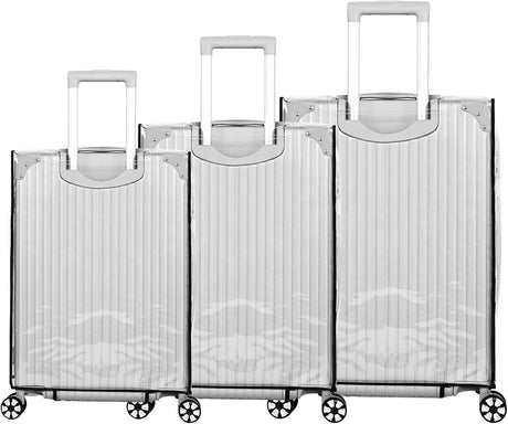 3Pcs PVC Luggage Cover, Waterproof Clear Suitcase Cover Reusable Transparent Travel Luggage Protector Cover Wheeled Suitcase Dust Cover for Most 20/24/28inch Luggage.