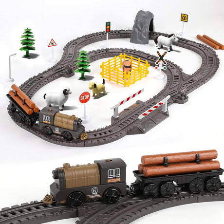 LZDMY Kids Train Track Toy Set with Variable Track for 2 3 4 5 6 7 Years Old, Toddlers Educational Construction Toys, Electric Train Track Playset, Boys Girls Birthday Easter Gifts.