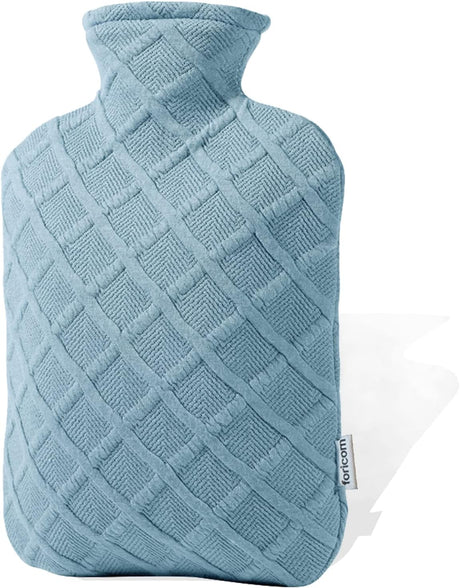 FORICOM Hot Water Bottle with Cover - Hot Water Bag, 2.0L PVC BPA-Free and Odorless for Pain Relief and Ease Aches.