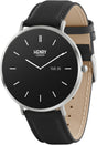 Henry London Amoled Black Leather Strap Smart Watch.