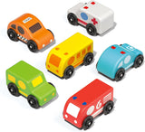 Wanborns Wooden Car Toys Set for Toddler 1-3, Push and Go First Play Trucks for Baby 12 Months 1 Year Old, 6pcs Mini Vehicle - Christmas Birthday Gift for 1 2 3 Years Old Infant Kids Toddlers.