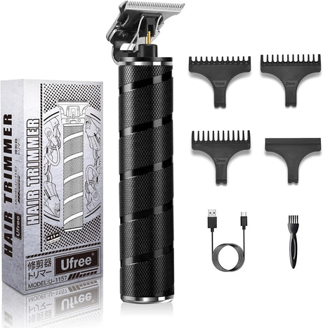 Ufree Hair & Beard Trimmer for Men, Cordless Hair Clippers Shavers for Men, Zero Gapped T Blade Liners Grooming Hair Cutting Kit, Gifts for Men(Black).