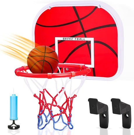 Dreamon Basketball Hoop Wall Mounted, Indoor Basketball Hoop for Bedroom, Kids Basketball Hoop and Backboard Set with Net Ball and Pump Portable Indoor Outdoor Sport Toys for Kids.