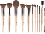 BEAKEY Diversity Make up Brushes 12Pcs Makeup Kit, Premium Synthetic Kabuki Foundation Face Powder Concealers Eyeshadow Blush Brushes Make up Brushes Set, with 2pcs Blender Sponges (Black/Silver).