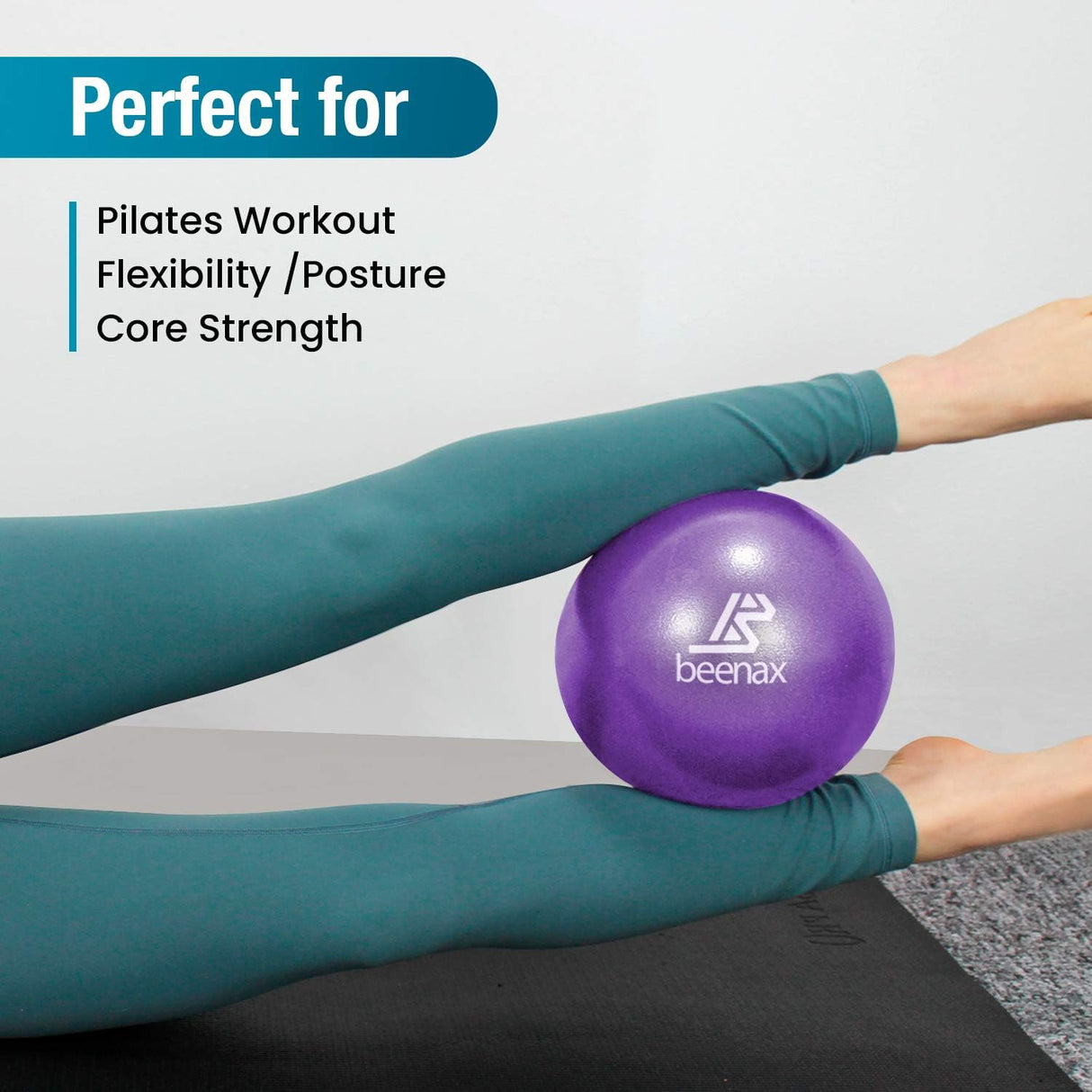 Beenax 23cm Soft Pilates Ball with Pump - 9 Inch Exercise Ball, Mini Barre Ball, Gym Ball - Perfect for Yoga, Pilates, Core Training, Physical Therapy and Balance (Home & Gym & Office).