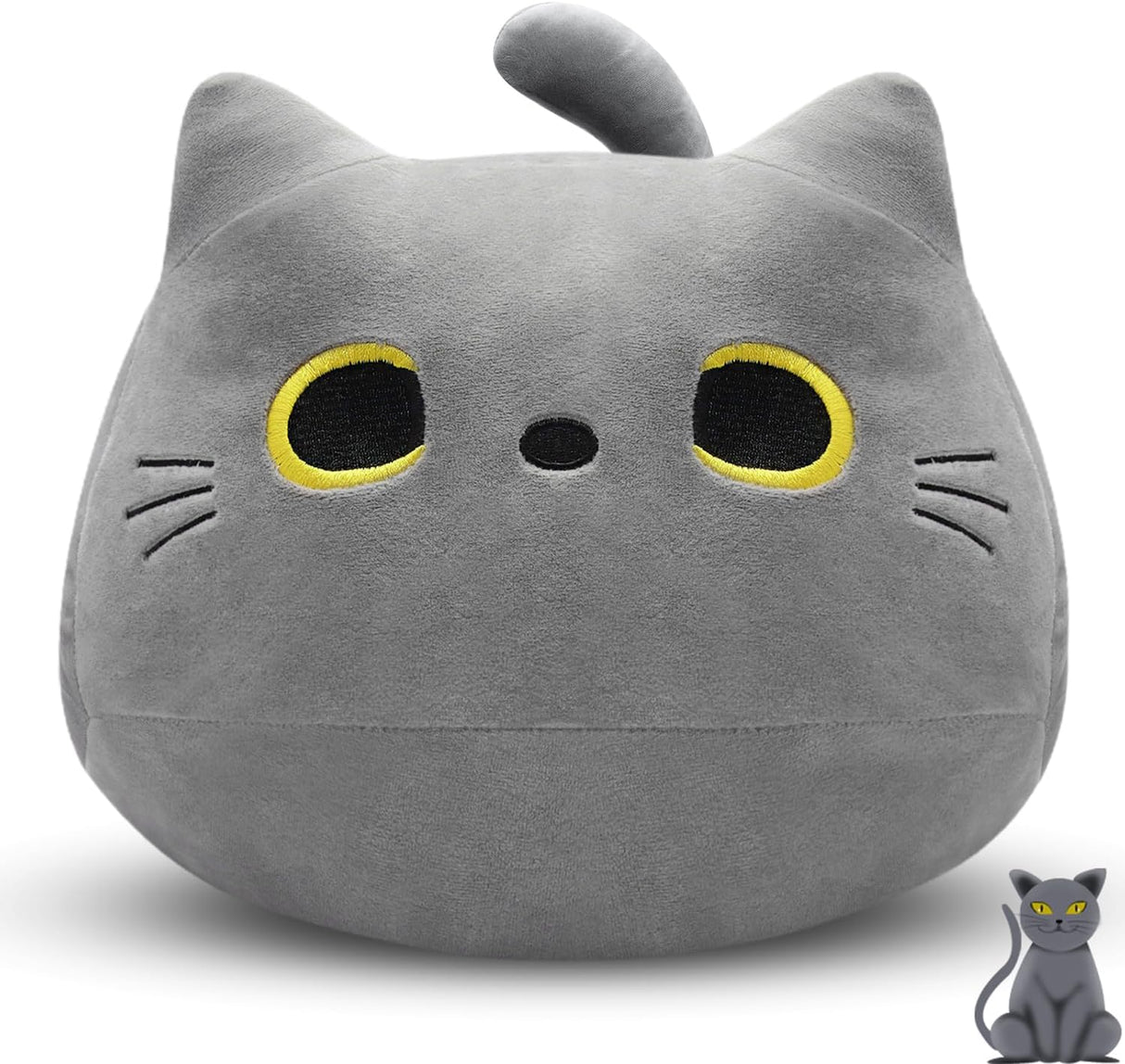 MUFEIRUO 30 CM Grey Cat Plush Pillow,Gray Cat Stuffed Animals,Cute Cat Kitten Plushie for Boys Girls,Kawaii Cat Plush for Cat Lovers,Gift for Boys Girls Kids.