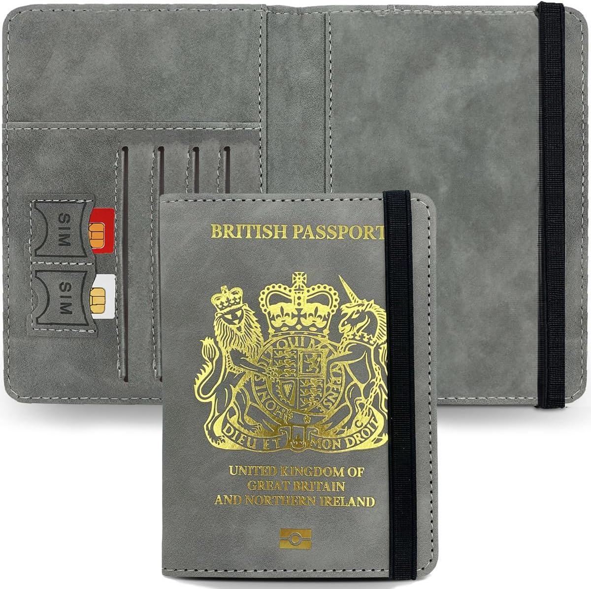 REPEAK Passport Holder Travel Essentials - Holiday British Passport Wallet RFID Blocking Card & SIM Holder Cover Accessories Organiser (Blue).