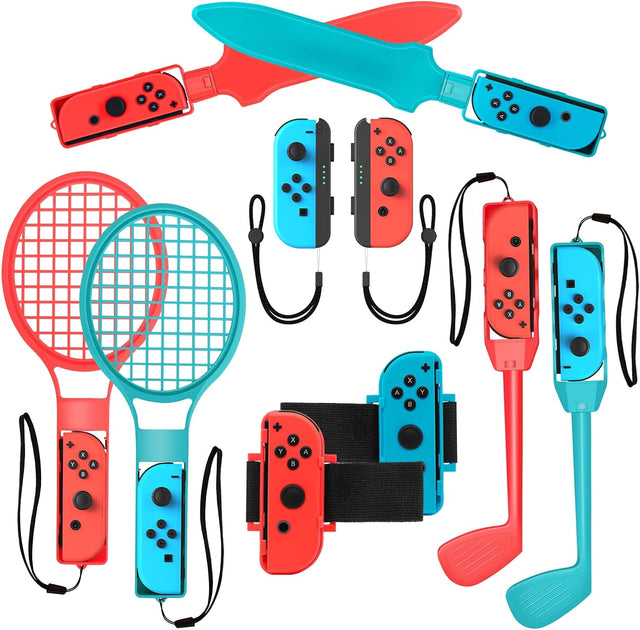 2024 Switch Sports Accessories Bundle for Nintendo Switch Games , 10-in-1 Family Party Pack Game Accessories Set Kit for Switch OLED Sports Games.