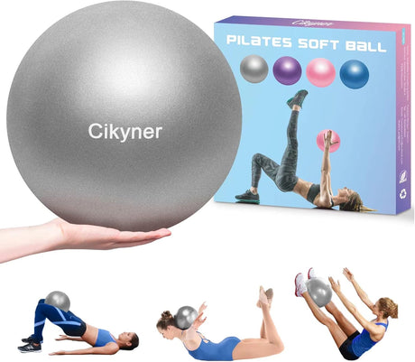 Cikyner Soft Pilates Ball, 23-25 cm Small Exercise Ball with Inflatable Straw, for Pilates, Yoga, Full Body Training, Improving Balance at Home in the Gym and in the Office.