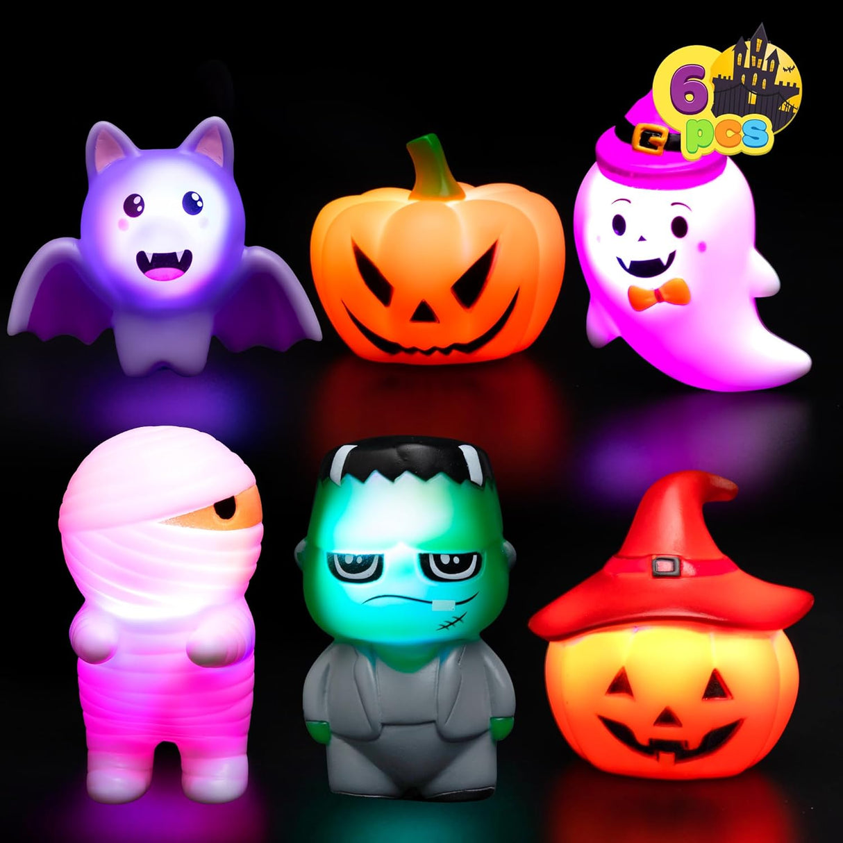 JOYIN 6 Pcs Halloween Light-Up Bath Toys ,Halloween Theme Toys Flashing LED Light Floating Bathtub Toys for Baby,Toddler Water Tub Games Swimming Pool Party.