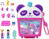 Polly Pocket Dolls and Playset, Bubble Tea Panda Compact, Animal Toy with 2 Micro Dolls, Pet Panda, Food Accessories.