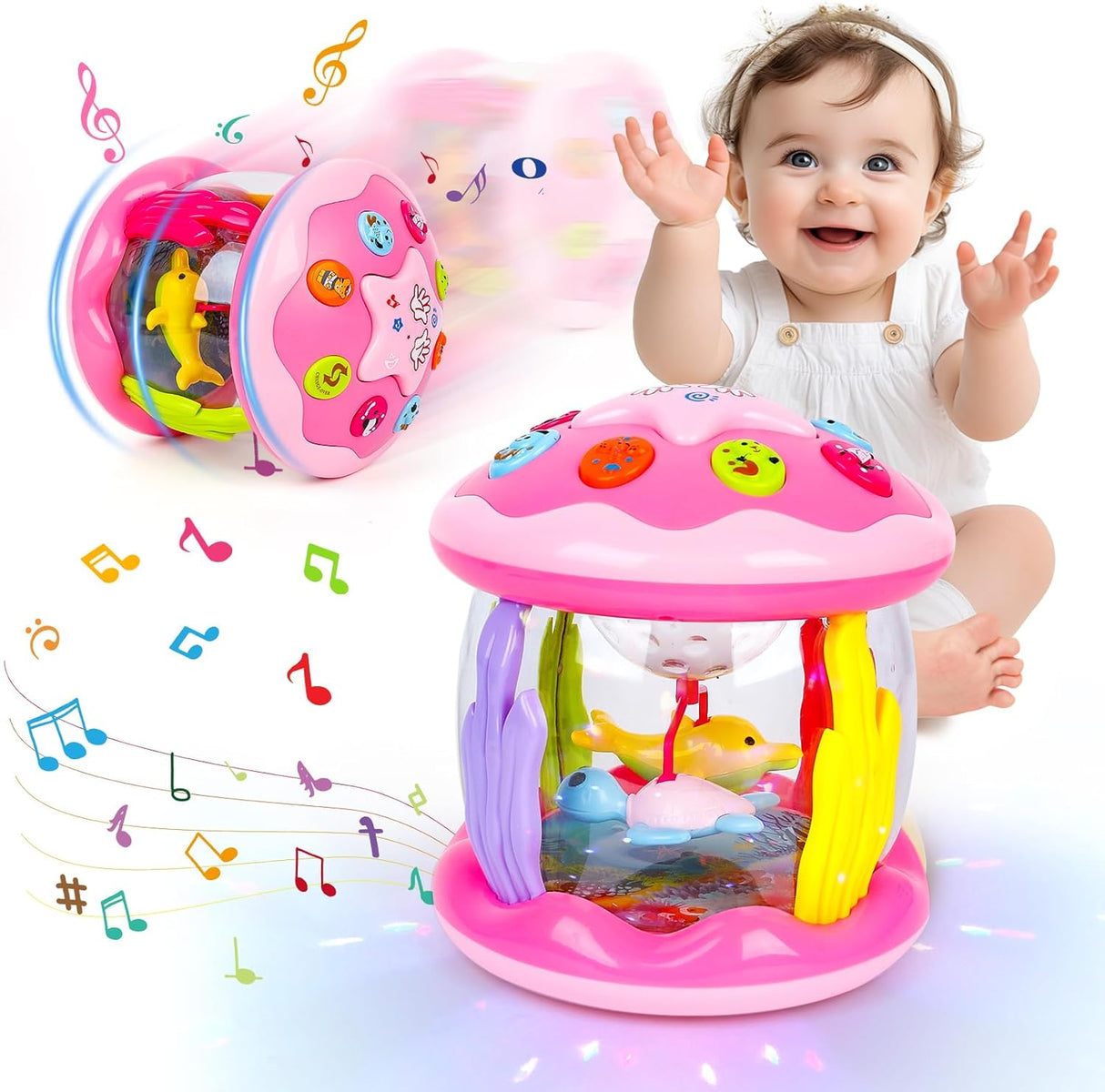 L&Y Baby Toys 6 Months Plus, Baby Light Up Toys with Music, Sensory Toys for 1 2 3 Year Old Boys Girls, Musical Toys 12-18 Months Crawling Learning Tummy Time Toys 1st Birthday Gifts.