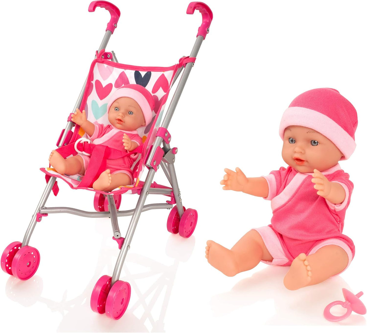 Molly Dolly My First Dolls Pram & Doll Set - Girls Toy Doll Stroller - Baby Doll Pram - Dolls Pushchair - Toy Dolls Buggy - Toy Pram.