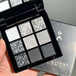 Black Eyeshadow Palette, Smokey Silver Glitter Gothic Eye Shadows Make Up Palettes White Grey Matte Cold Toned Long Lasting Waterproof Eye Shadow Pallets for Women Girls Halloween Goth Christmas Gifts.