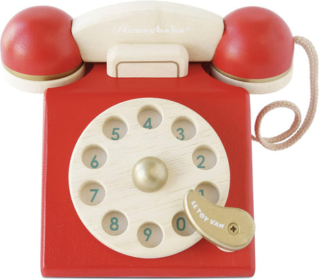 Le Toy Van - Vintage Wooden Toy Phone Role Play Toy | Boys Or Girls Pretend Play Toy Food Playset - For Ages 3+.