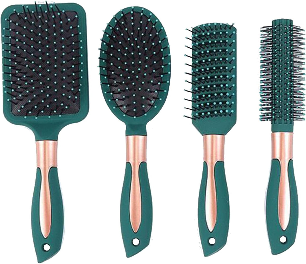 Pack of 4 Hair Brush Set Anti Static Massage Oval Comb Round Hair Brush Vent Hair Brush Detangling Brush Paddle Brush for Women Men Kid All Wet or Dry Hair's Detangle, Massage, Add Shine