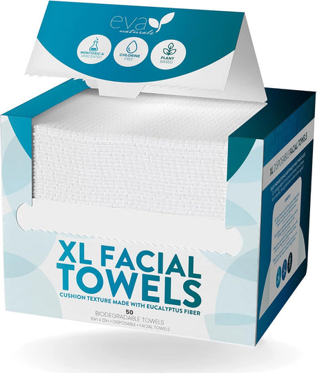 Disposable Face Towels - XL Biodegradable, Eucalyptus Fiber, Daily Clean Towels For Face, Make Up Remover Dry Facial Wipes, 50 Ct.