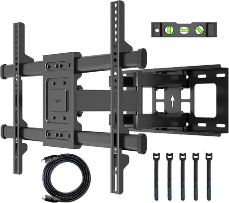 BONTEC TV Wall Bracket for 32-85 inch LED LCD, Swivel Tilt TV Wall Mount Full Motion, Heavy Duty Strong Solid Dual Arms up to 60KG, Max VESA 600x400mm, with HDMI Cable.