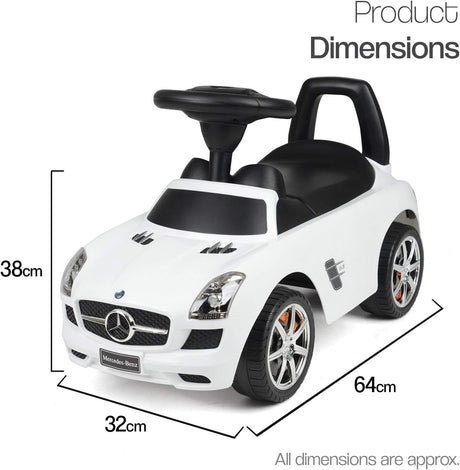 ToyStar Kids Ride On Mercedes Benz Car With Sound Effects Licensed For 2+ Years Old (White Car).