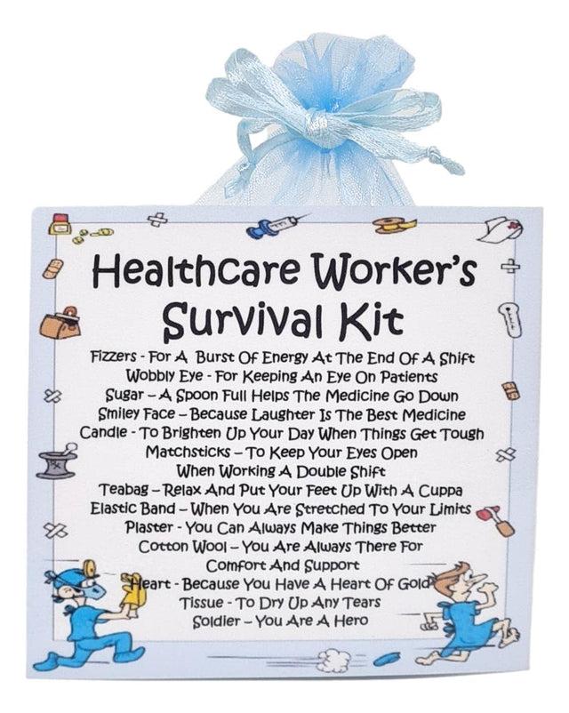 Healthcare Worker's Survival Kit ~ Fun Novelty Gift & Greetings Card Alternative | Birthday Present | Thank You | Healthcare Worker Gifts | Personalised Keepsake.