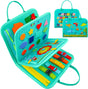 Busy Board for Toddlers, 34 IN 1 Montessori Toys Sensory Activities Preschool Educational Toys for Learning Fine Motor Skills for 2 3 4 5 6 Years, Travel Toys for Kids on Plane - Green/Dinosaur.