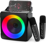 Ankuka Karaoke Machine with Two Wireless Microphones, Portable Karaoke Machine for Adults & Kids and Dynamic Lights, for Girls Boys Home Party (Black).