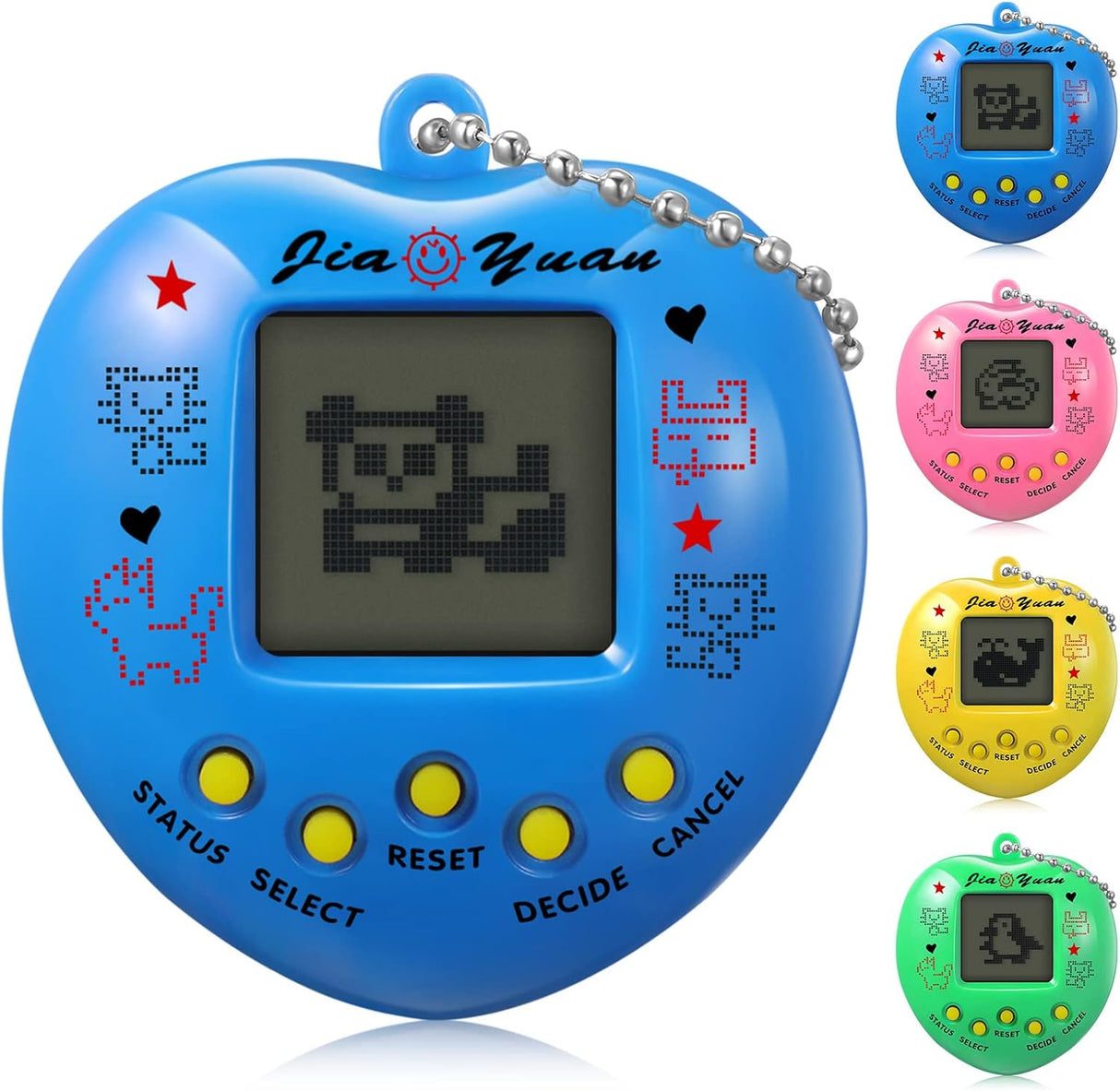 Electronic Pet Game Machine with Keychain Retro Handheld Game Console Mini Digital Virtual 90s Toys Animal Toys Virtual Cyber Pet Toy for Adults Teens Birthday Gift in Random Color(Heart Shape).