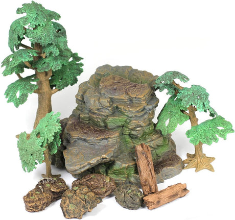 Talking Turtle Small World Scenery Set - 10 Piece Realistic Rocks, Logs, and Trees Play Figures for Small World Imaginative Playtime - Ideal for Kids.