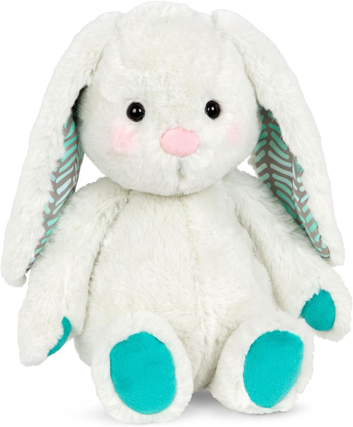 B. toys by Battat BX1784EZ B Happy Hues – Peppy-Mint Soft & Cuddly Plush Bunny – Huggable Stuffed Animal Rabbit Toy – Washable – Babies, Toddlers, Kids,White.