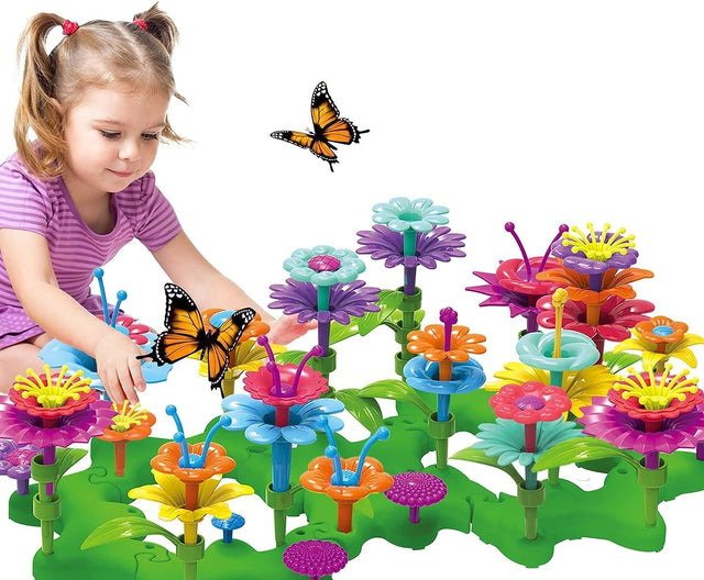 Toys for 3 4 5 6 Years Old Girls Boys Flower Garden Building Blocks STEM Creative Educational Toys Christmas Birthday Gifts for 3 4 5 6 Year Old Girls Kids Toddlers Preschool 3-6 yr Old Girl-102pcs.