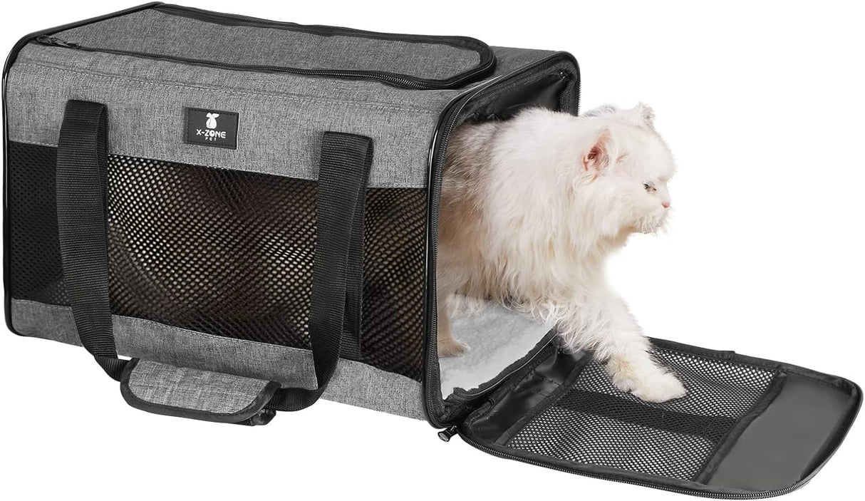 X-ZONE PET Airline Approved Soft-Sided Pet Travel Carrier for Dogs and Cats (Large, Blue)