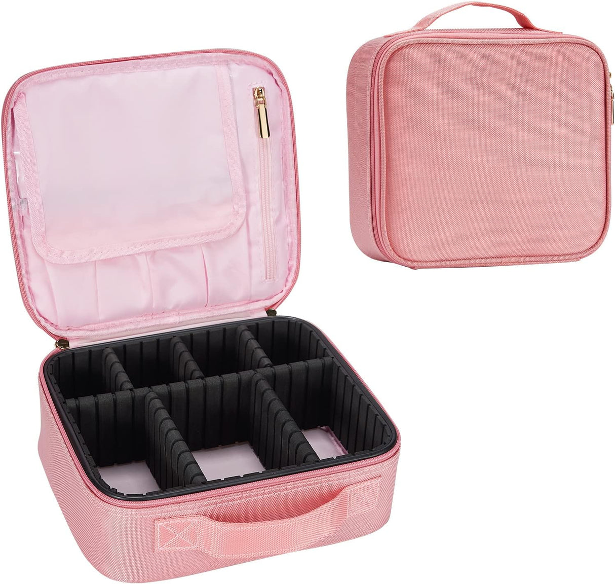 Adakieya Makeup Bag Travel Make up Organiser Bag Storage Vanity Case for Women Makeup Box Cosmetic Bags with Compartments For Indoor ,Outdoor, Black.