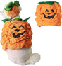 WIFUN Dog Pumpkin Halloween Costumes, Cat Costume Warm Clothes Holiday Party Outfits with Pumpkin Hat for Small Medium Dog (M).