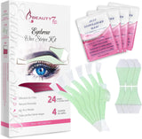 Beauty7 Wax Strips for Face, Eyebrow Shaper Pre-cut, 24pcs Waxing Strips with 4pcs Cleaner Oil Wipes, Cold Wax Strips Facial Hair Removal.